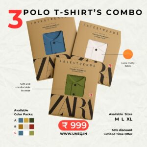3 Polo T-shirt’s Combo (Cotton Lycra Matty Fabric) Slim Fit