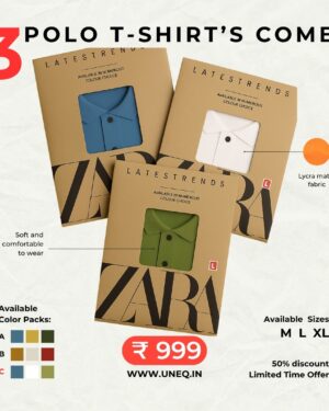 3 Polo T-shirt’s Combo (Cotton Lycra Matty Fabric) Slim Fit