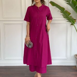 Cotton Slub Plain Kurta & Pant Set - AA104