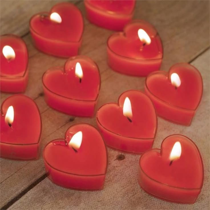 B0DXVZ2SB7-1-1758346984747 12 Pack – Red Heart Scented Candles, Heart shaped Tealight Candles, Dinner Candles Decor for Holiday, Wedding, Party Decor - Image 4
