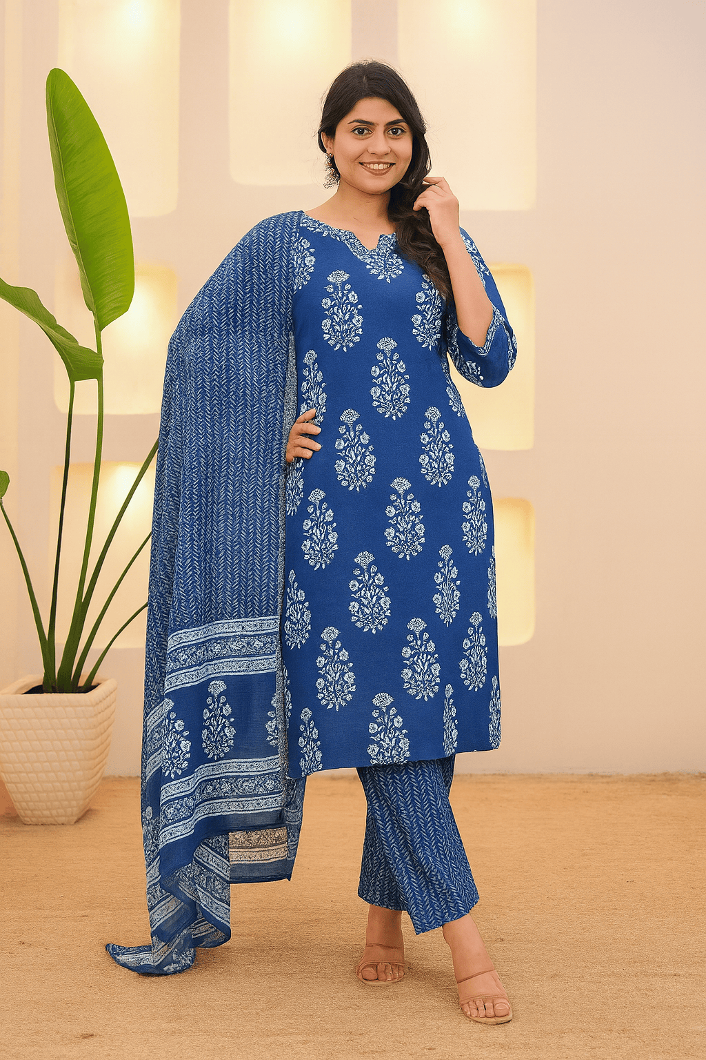 ChatGPT Image Sep 24, 2025, 06_32_08 PM (1) 3 Piece Ethnic Set Women Printed Straight Kurta and Pant set with Dupatta - Image 3