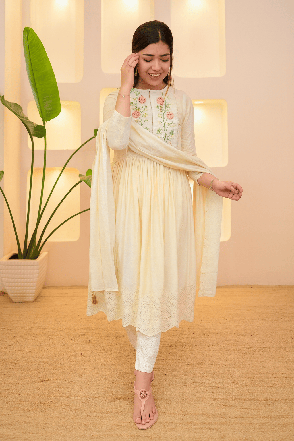 ChatGPT Image Sep 24, 2025, 07_11_26 PM (1) Women's Pure Cotton A-Line Kurta With Trousers And Dupatta with Floral Yoke Design