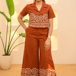 Cotton Slub Indo-Western Kurta and Pant Set for Women