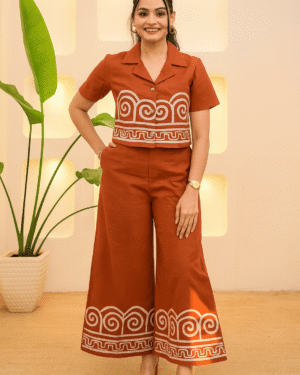 Cotton Slub Indo-Western Kurta and Pant Set for Women