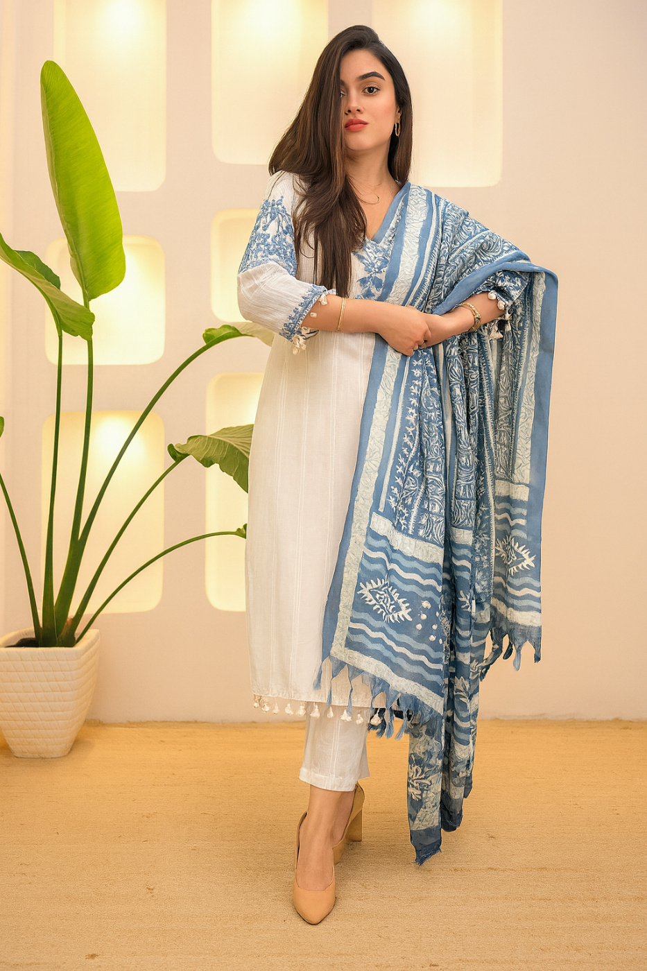 ChatGPTImageSep25202501_30_54PM Cotton Flex V-Neck Embroidered Kurta, Pant & Dupatta Set for Women