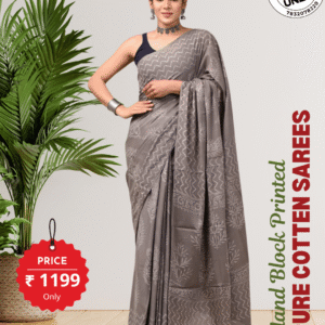 hand block printed 100% pure cotton mulmul saree with blouse as203l (free shipping)