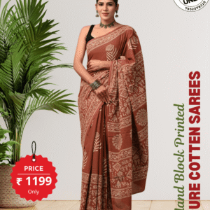 hand block printed 100% pure cotton mulmul saree with blouse as203c (free shipping)