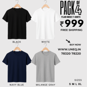 4 unisex plain t shirts